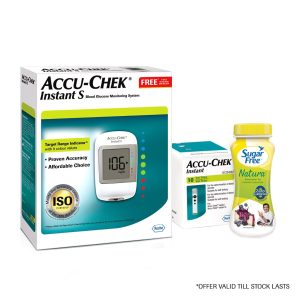 Accu-Chek Instant S Glucometer & 10 Test Strips with FREE SugarFree